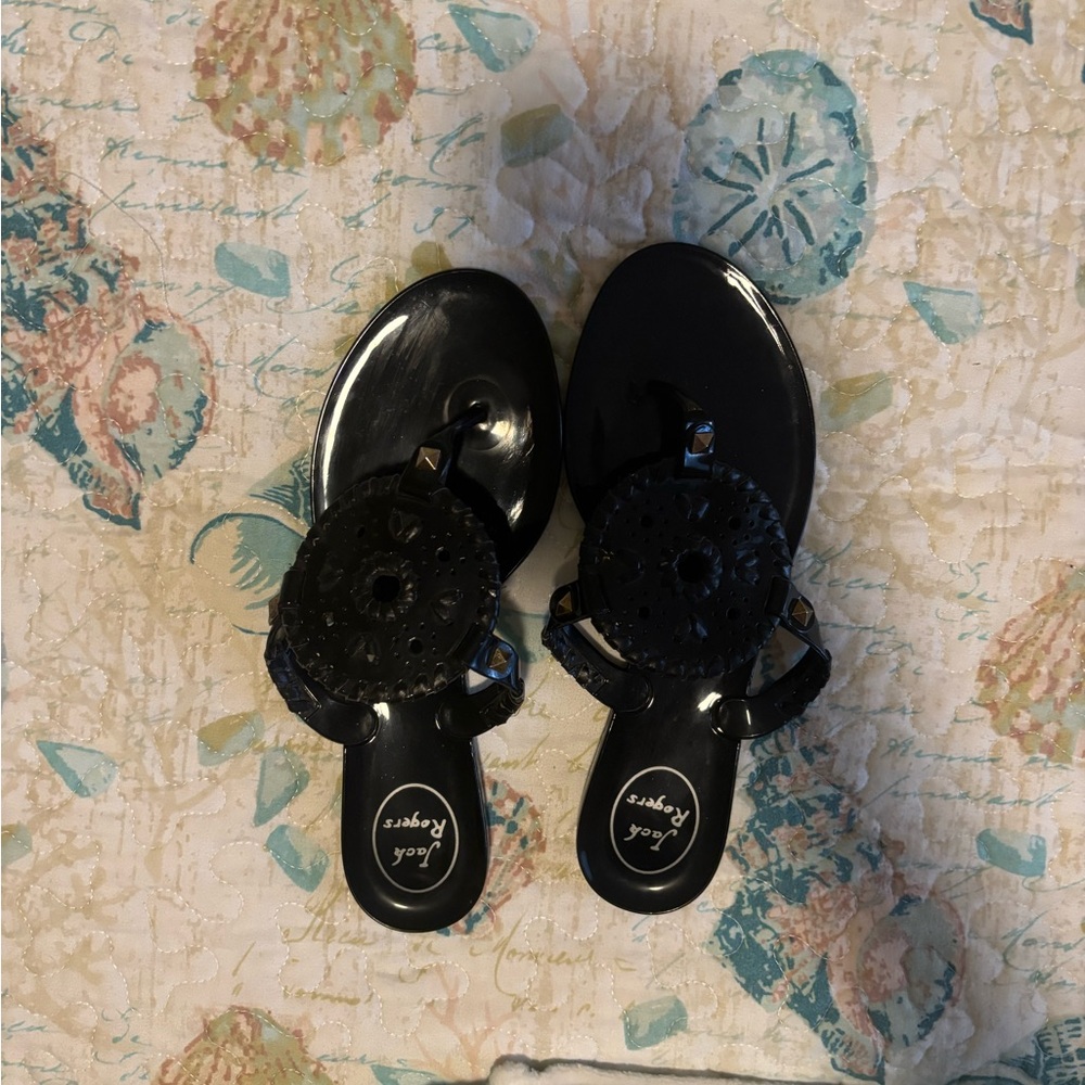 Jack Rogers Black Jelly Thousand Fold Sandal